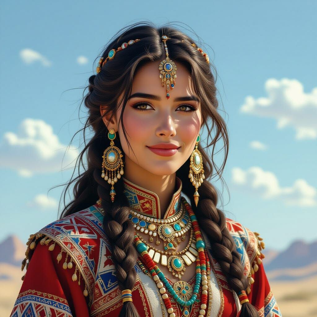 Hunnish Royal Woman Portrait in Hyperrealistic Detail