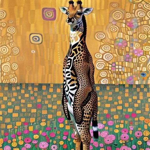 Giraffes, Tigers, Penguins, and Flowers: Klimt-Inspired Wall...