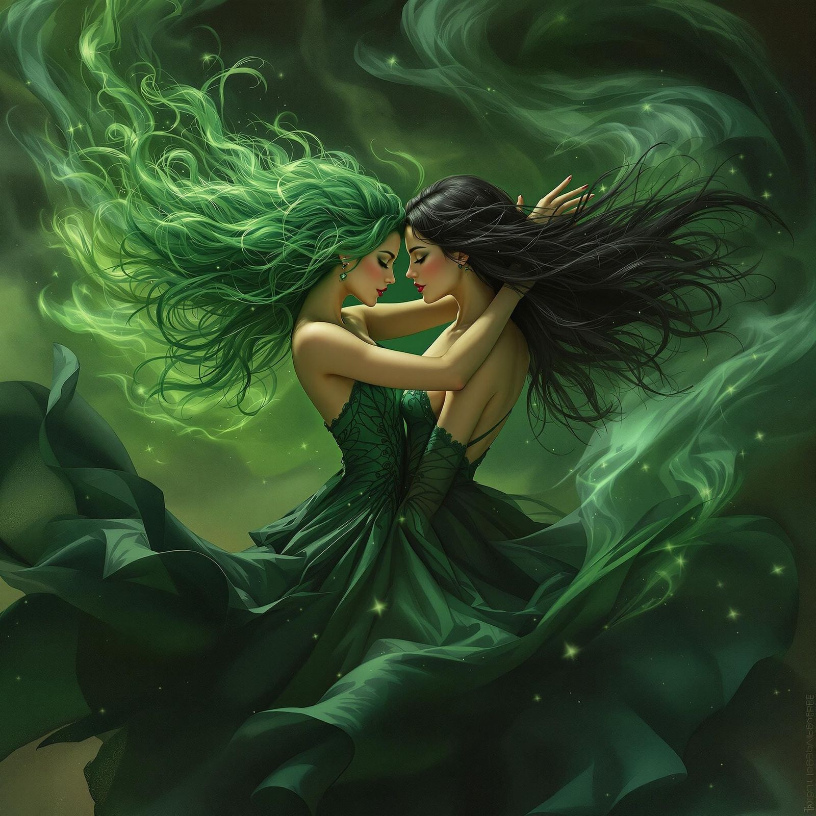 Sensual Witch Dances with Captivating Companion in Enchanted...