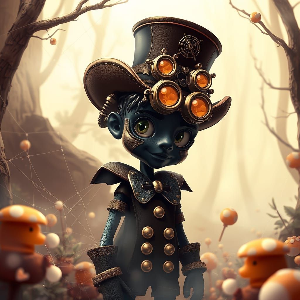 Steampunk Pinocchio in Whimsical Candyland Forest