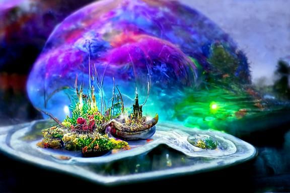 Floating Islands: Holographic Astral Cosmic Illustration