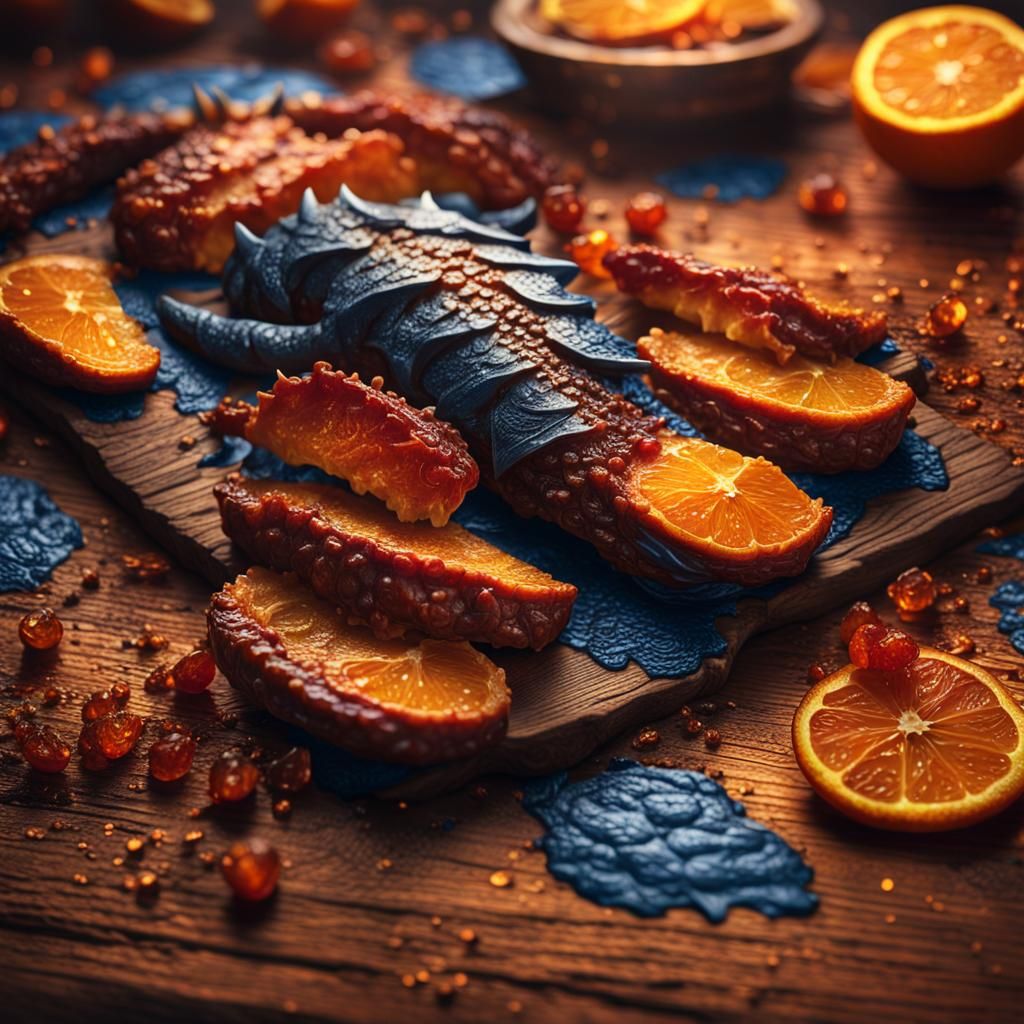 Dragon Tenderloins on Medieval Table: Matte Painting