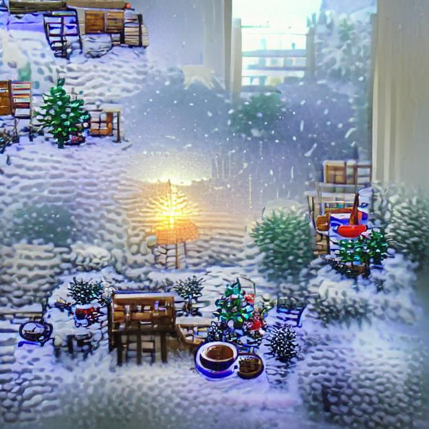 Idyllic Snowy Christmas Morning Scene