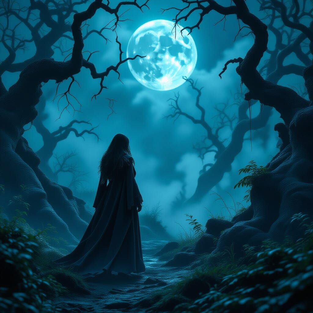 Mystical Neon Forest: Cyberpunk Gothic Horror