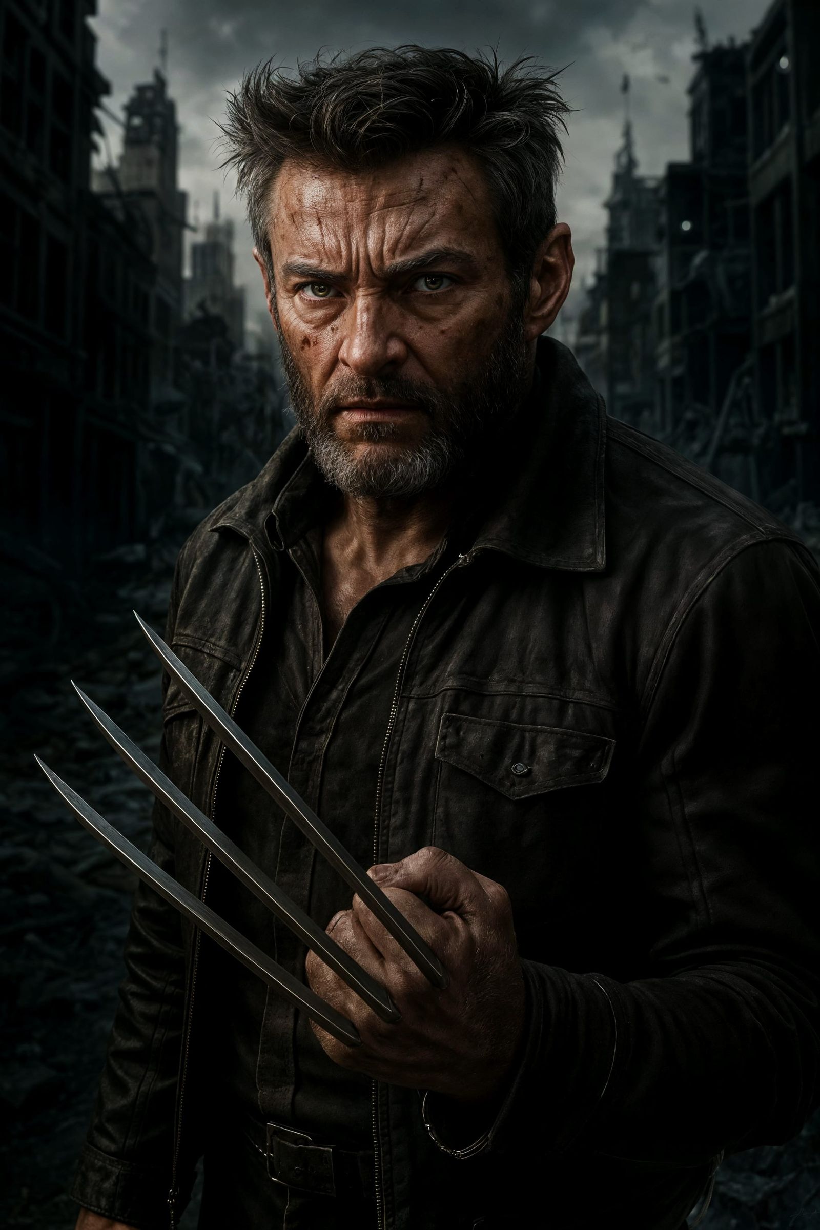 Battle-Worn Wolverine Portrait in Dystopian Future