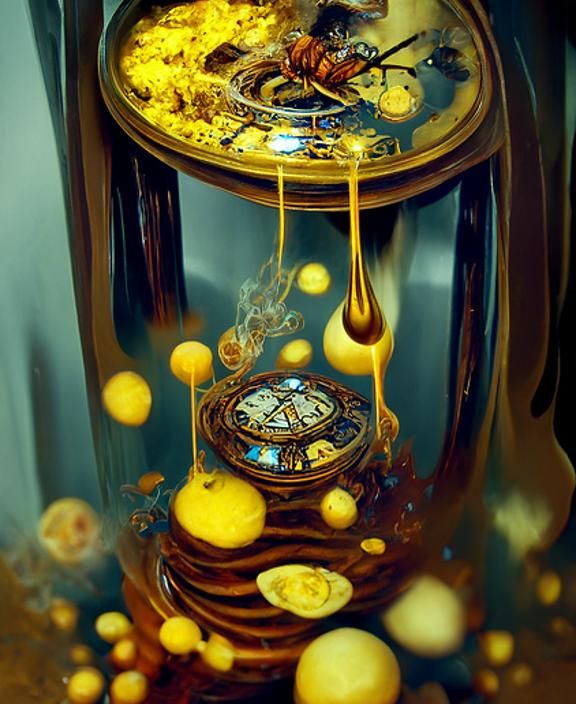 Honey Time Travel: A Cosmic Clock in Art Nouveau Style