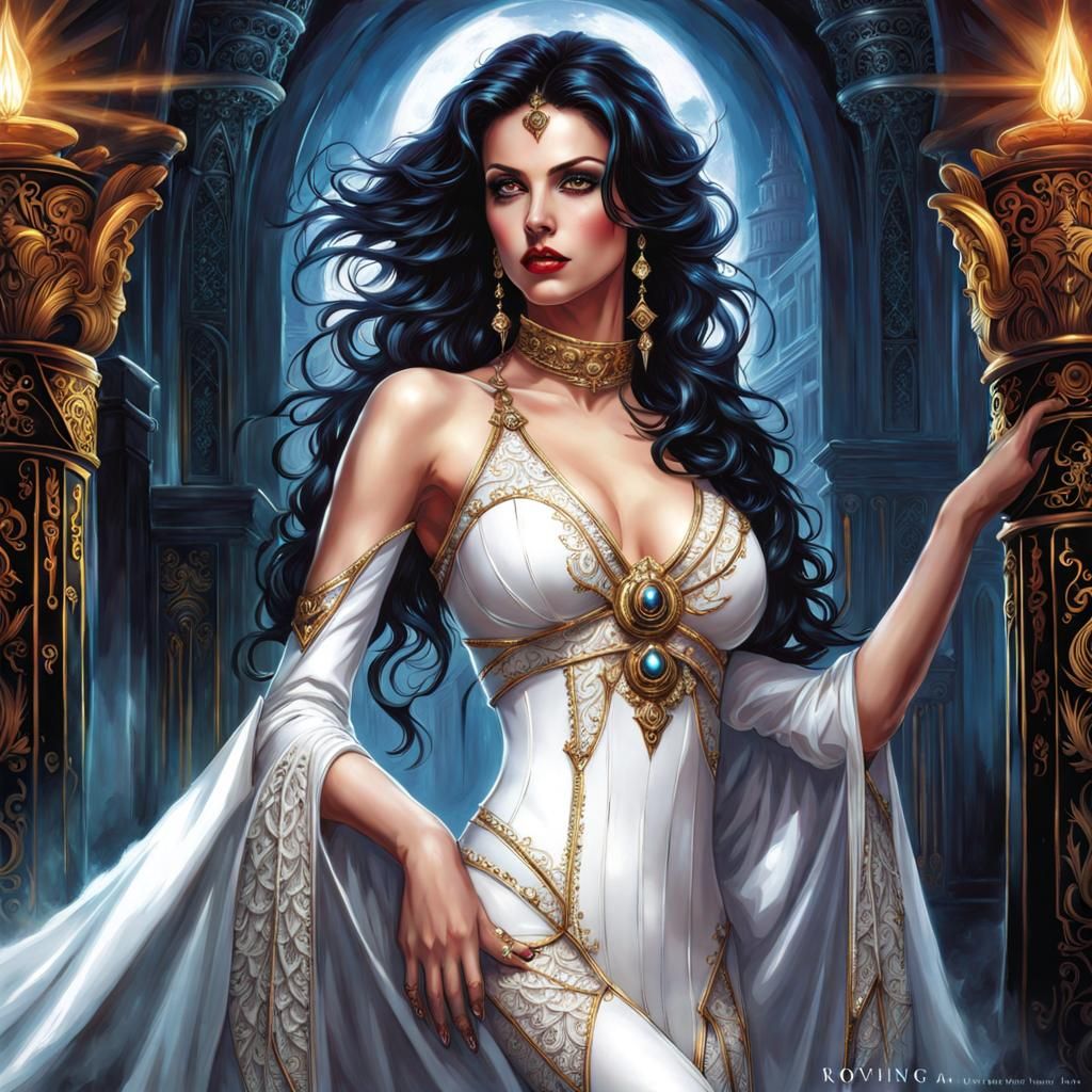 Beautiful Gothic Greek Female in Latex and Lace