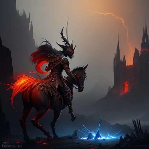 Armored Centaur with Glaive and Shadow, Dark Fantasy Art