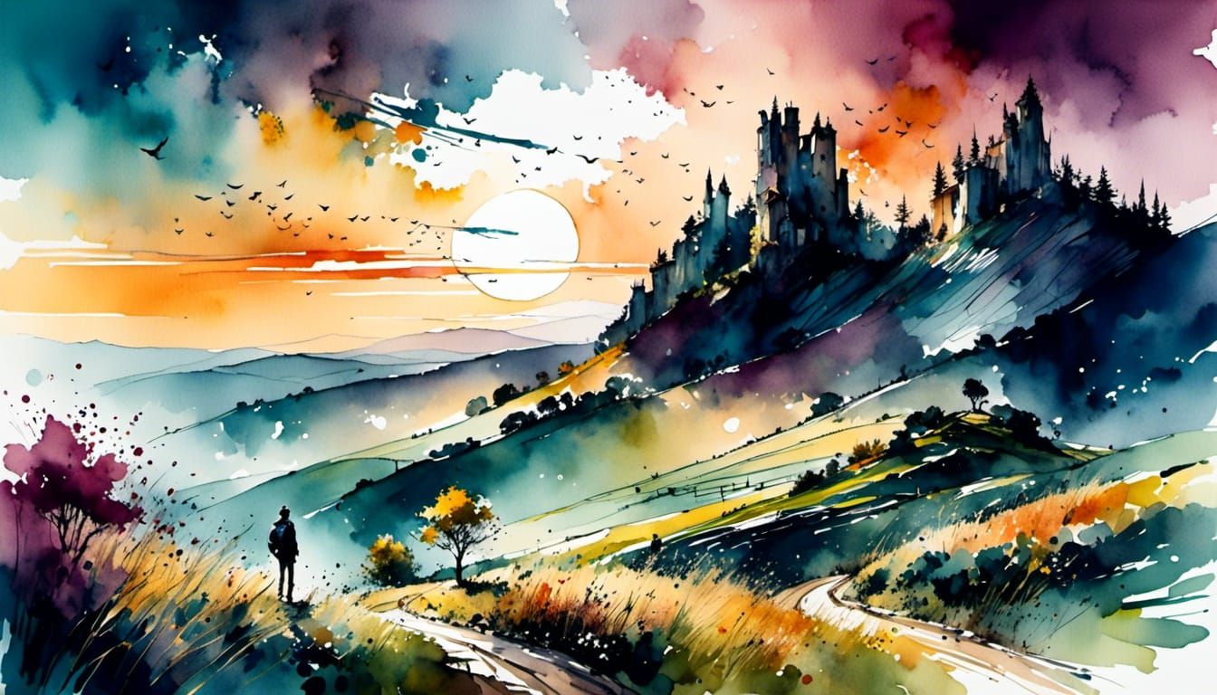 Mountain Face Sculpture in Digital Watercolor