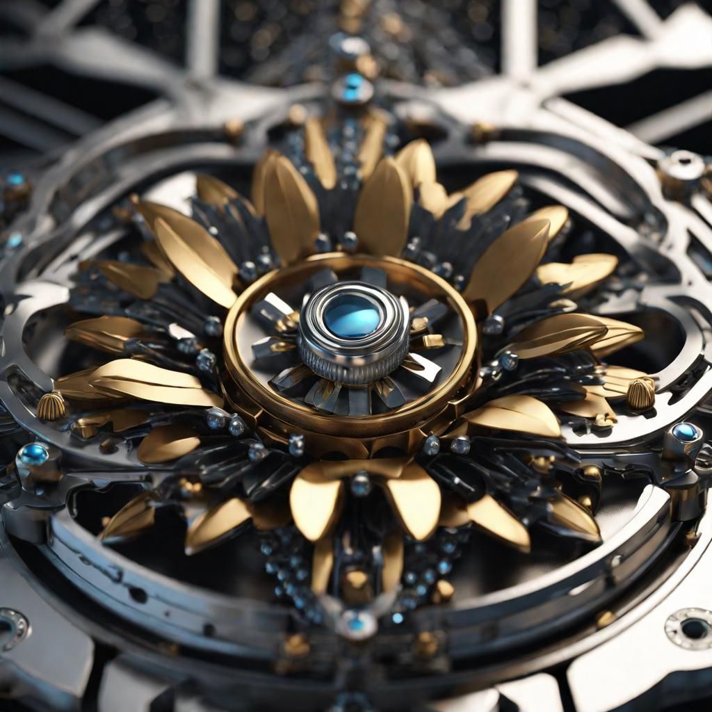 Intricate Iron Flower Sculpture in Sci-Fi Style