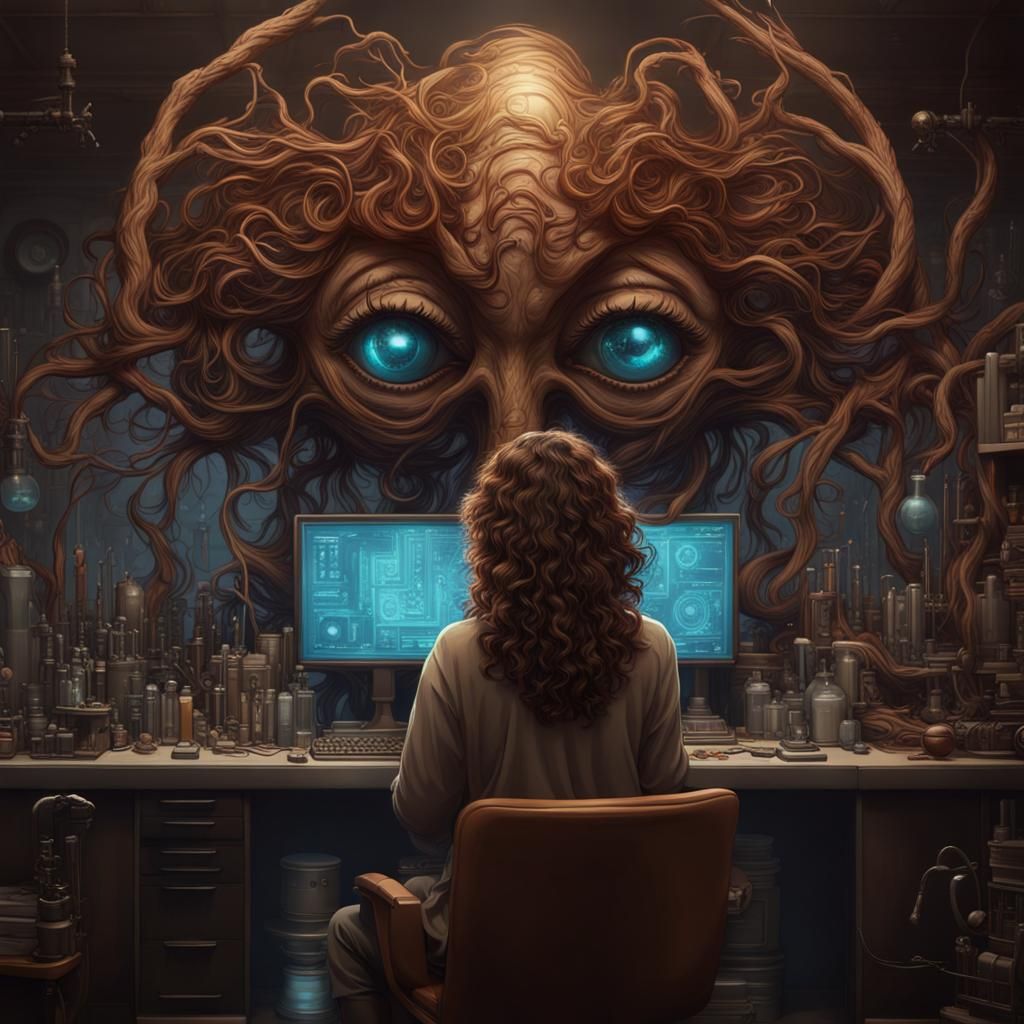 Scientist in Lab Experiment, Detailed Matte Painting