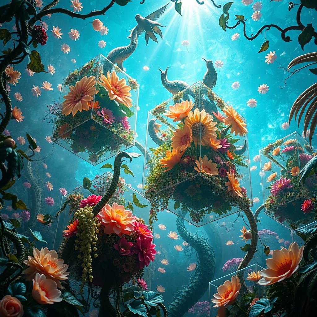 Surrealist Fantasy Landscape in Vibrant, Dreamlike Colors