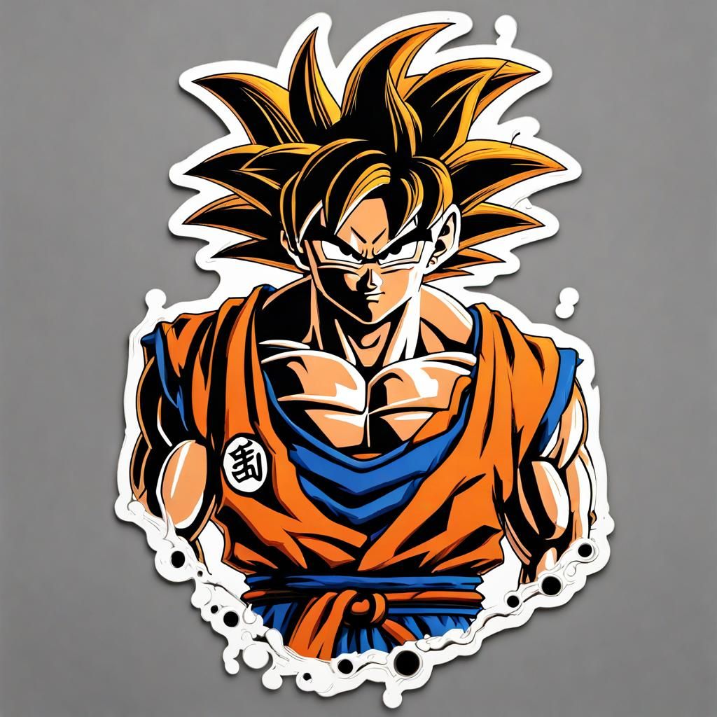 3D Son Goku Sticker Tattoo in Digital Art