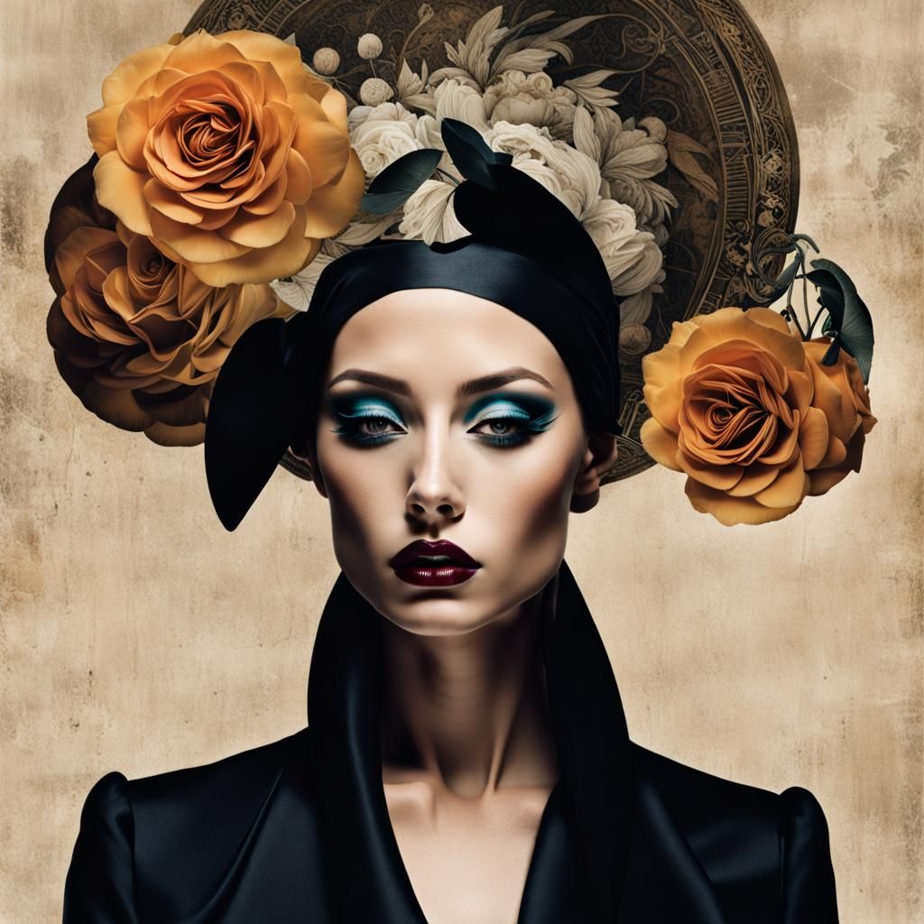 Dreamlike Portrait in Mixed Media Style