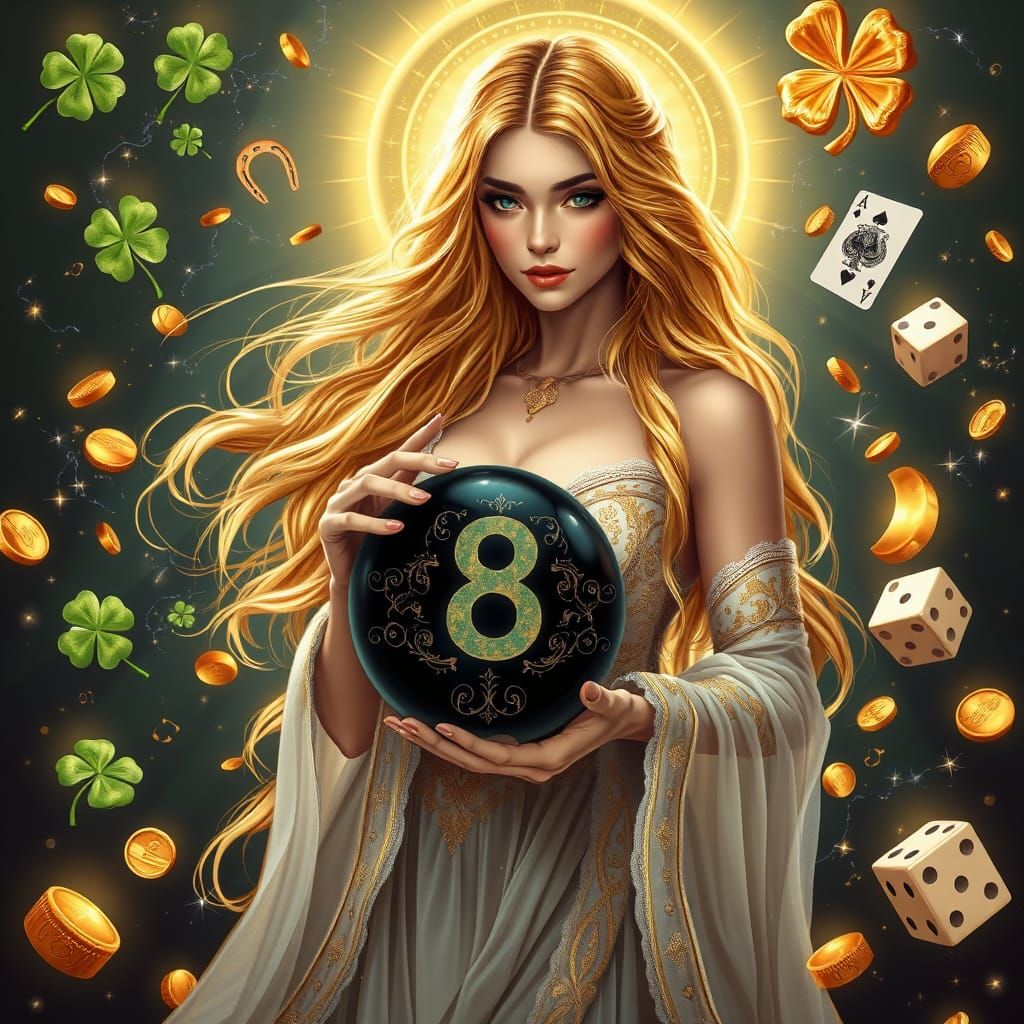 Fortuna Goddess of Luck and Fate in Celestial Splendor