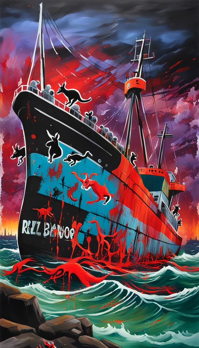 Zombie Kangaroos Attack Sydney Harbor: Graffiti Art