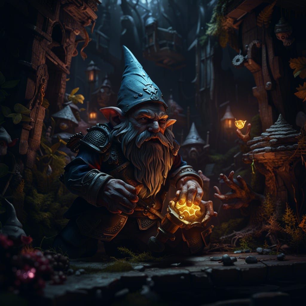 Dark Gnomes in a Hyperdetailed Dark Fantasy Art