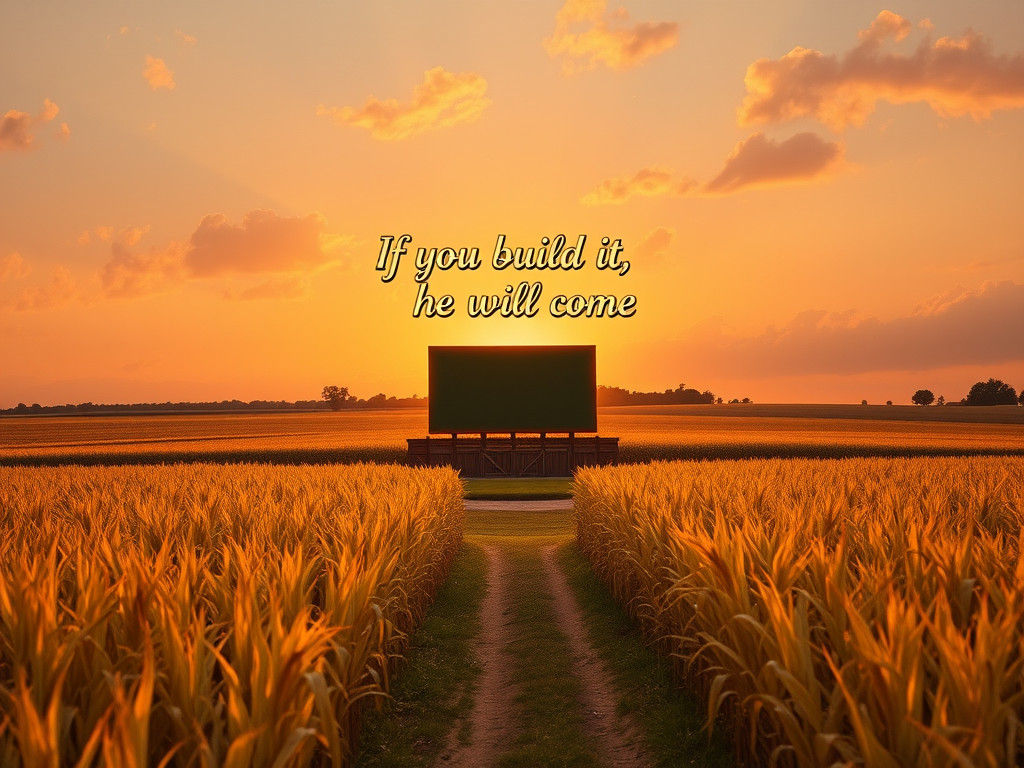 Golden Iowa Cornfield Baseball Diamond at Sunset