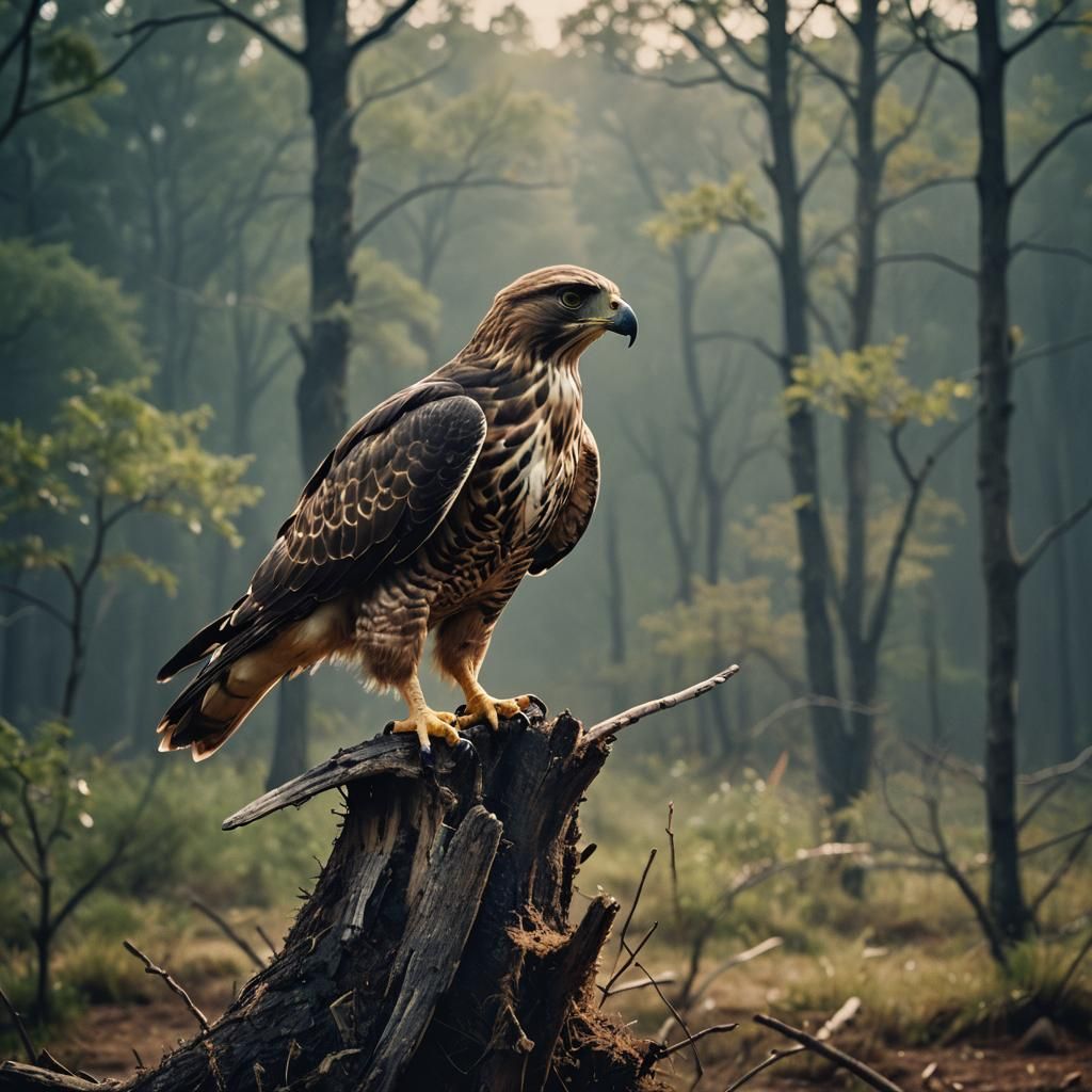 Dramatic Hawk Portrait in Cinematic Style
