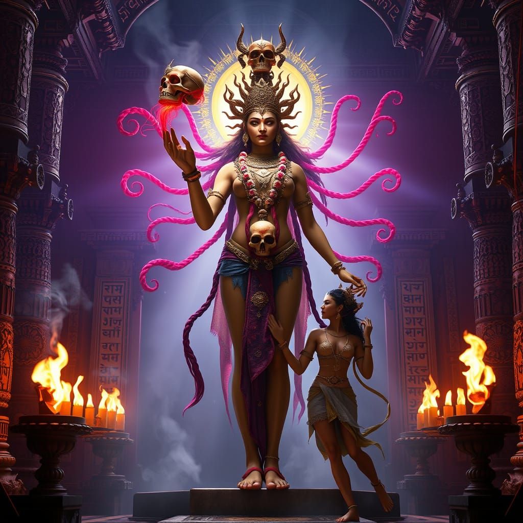 Tantric Goddess Chinnamasta in Cosmic Union