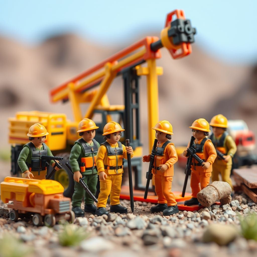 Geological Team with Drilling Machines Toy Image