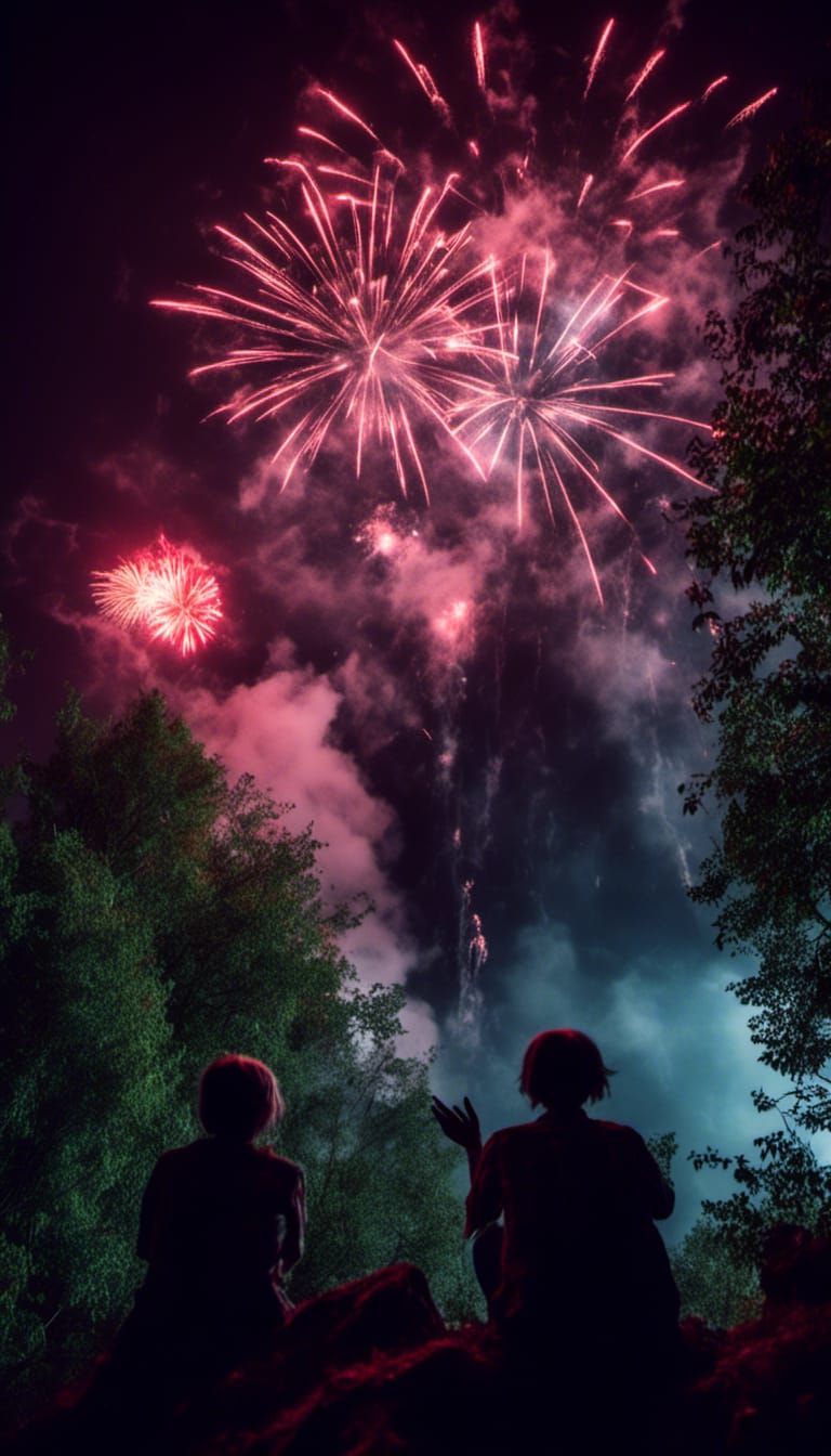 Demons Watching Fireworks in Macabre Style