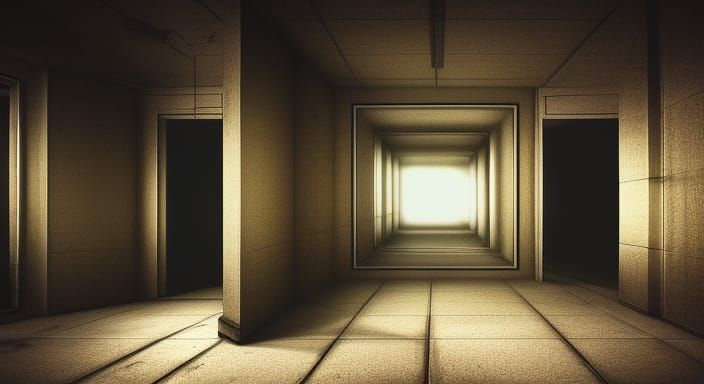 Eerie Liminal Space with Gradient Lighting in 4K