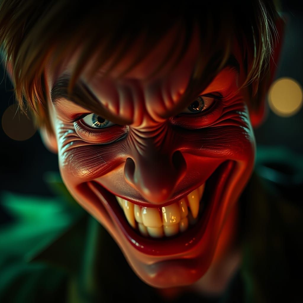Evil Peter Pan Portrait in Gothic Horror Style