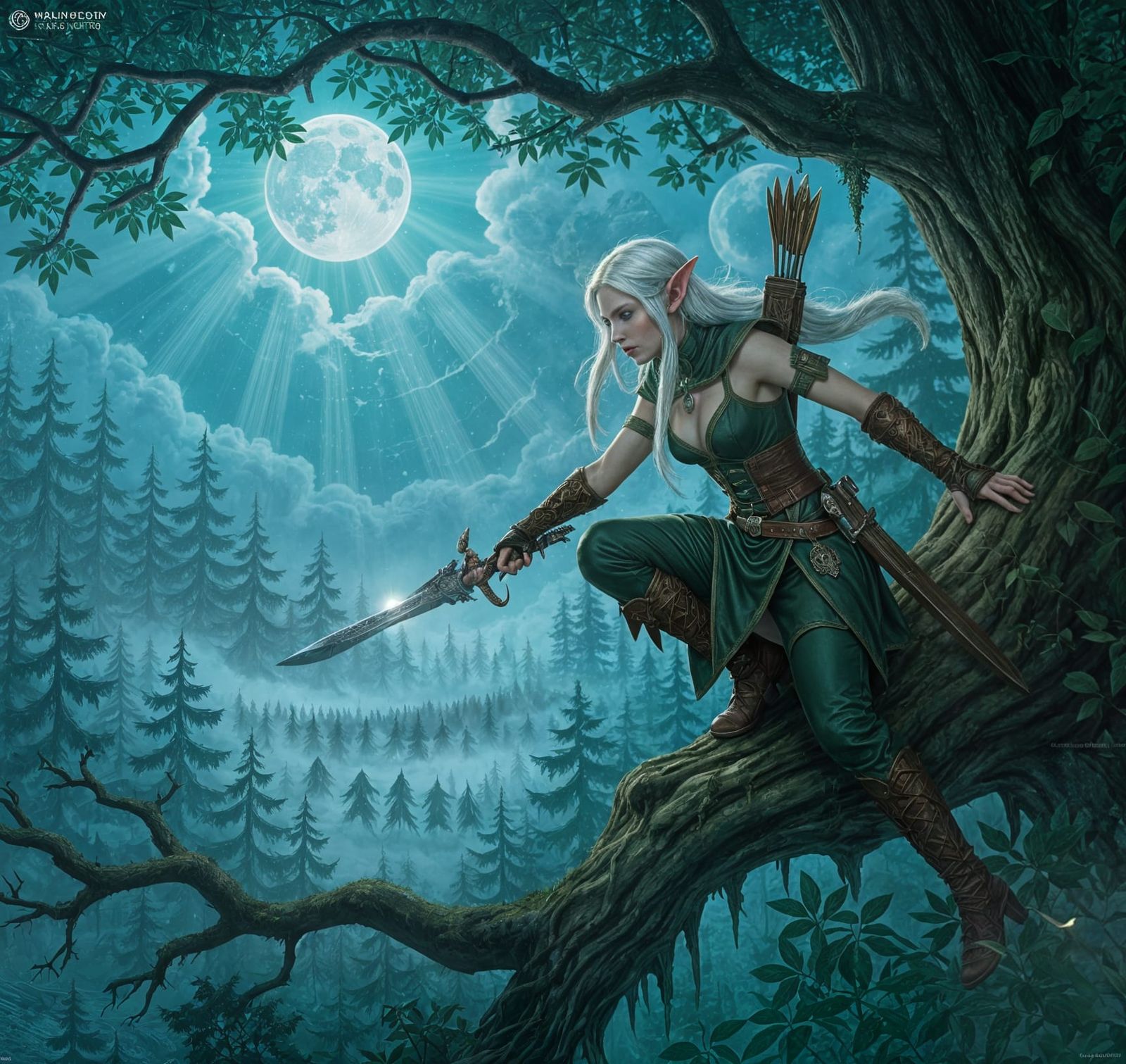 Elf Assassin Watches Army From Tree Branch