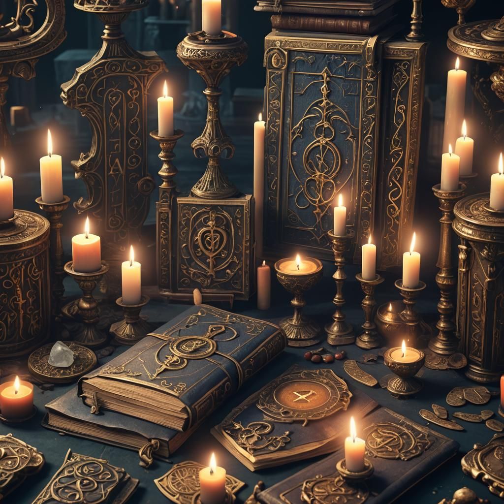 Baroque Spellbook with Magic Runes