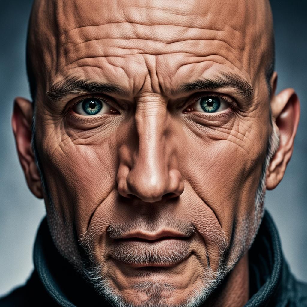 Striking Portrait of a Bald Man in Contemporary Style