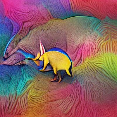 Colorful Aardvark in Grassy Field