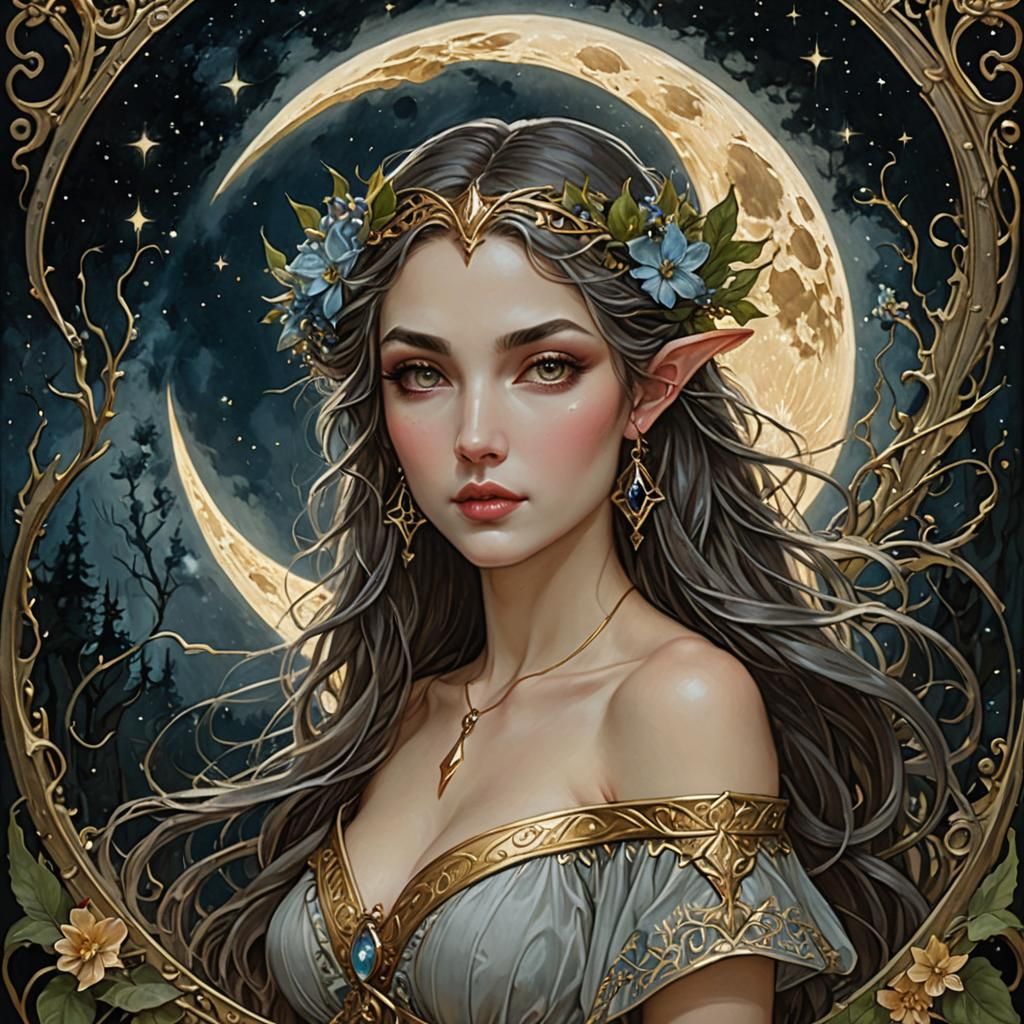 💖🧝✨, Moon Elf goddess, Rebecca Guay WLOP NoobPainter
