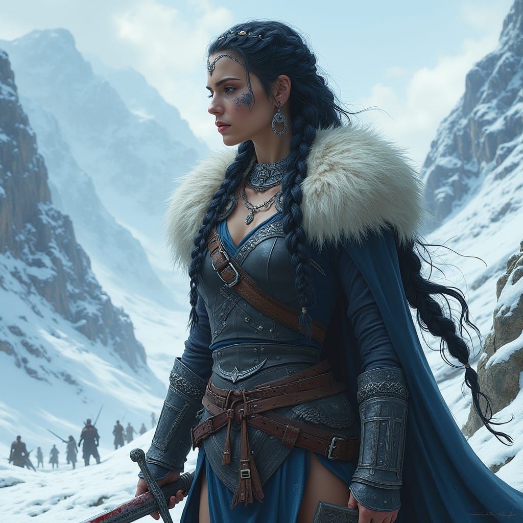 Celtic Warrior Queen in Hyperrealistic Style