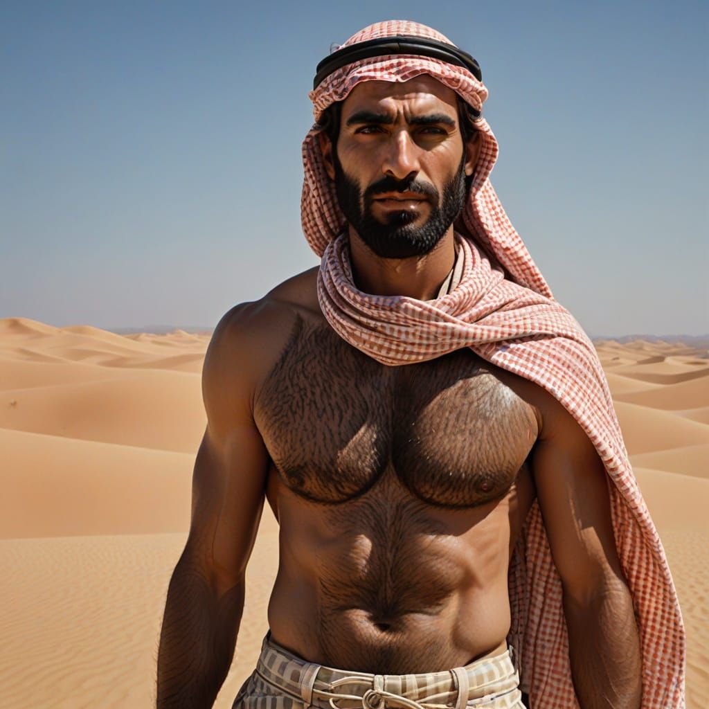 Dunes of Desire: A Desert Warrior's Muscular Form