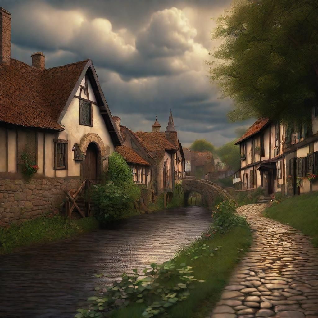 Quaint Village: Neo-Impressionistic 3D Render