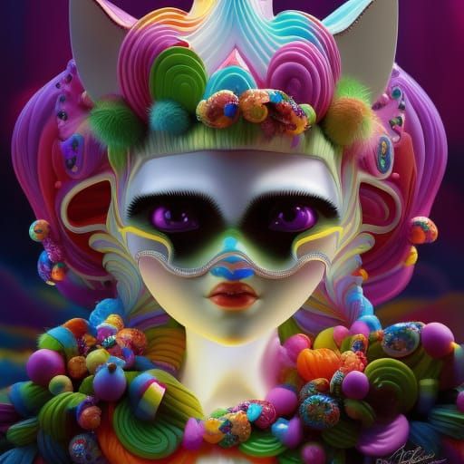 Whimsical Candyland Girl in Hyperrealistic Digital Illustrat...