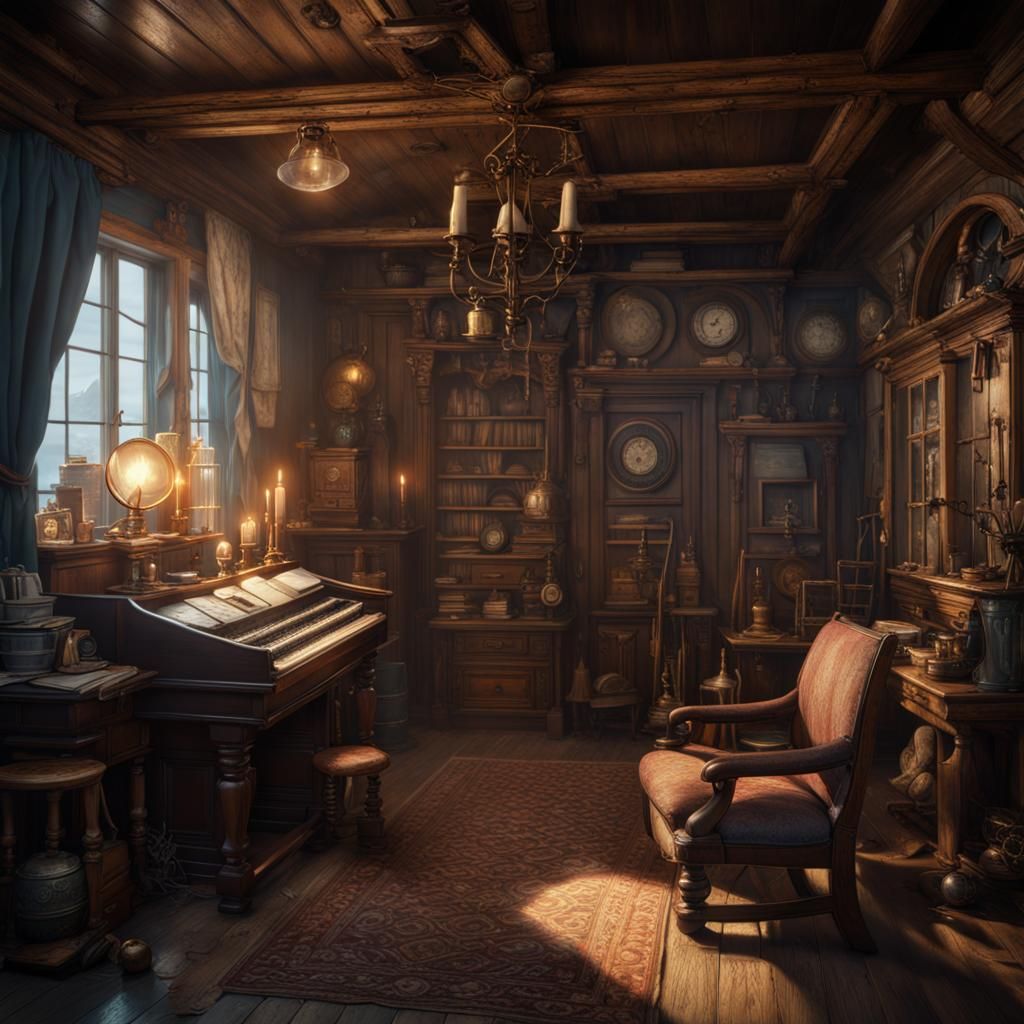 Inside an Old Sea Captain's House: Fantasy Concept Art