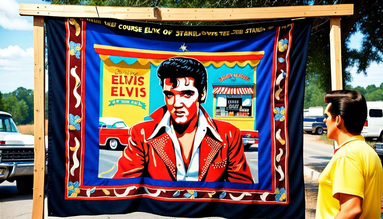 Elvis Tapestry at Roadside Stand