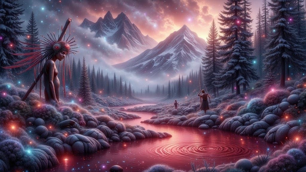 Ethereal Crimson Landscape in Northern Canada