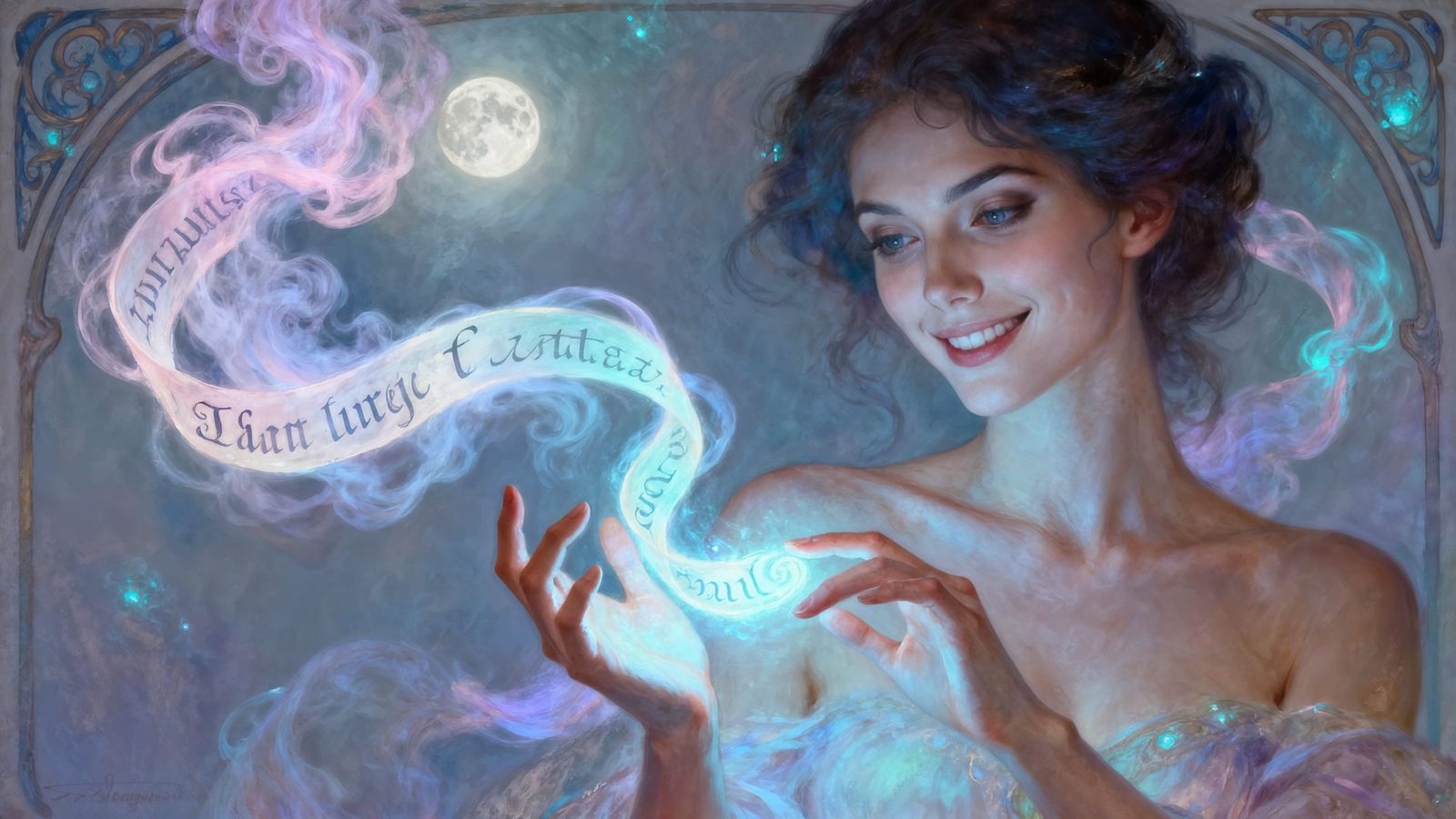 Mysterious Sorceress Casting Glowing Spell