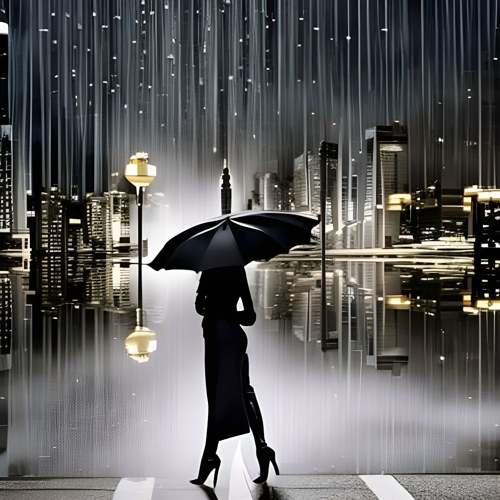 Elegant Woman in Rain with High Heel Boots