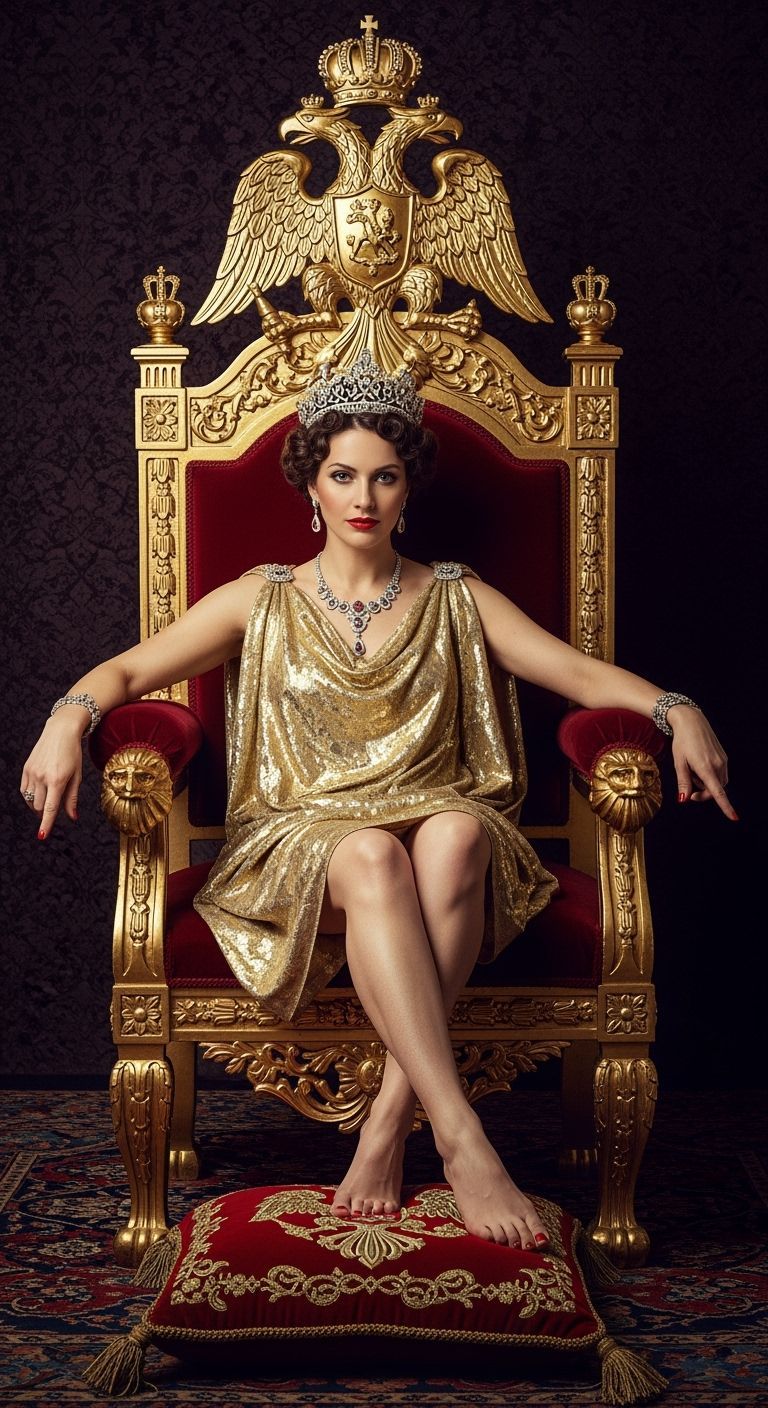 Seductive Tsarina on Opulent Throne in Photography Style