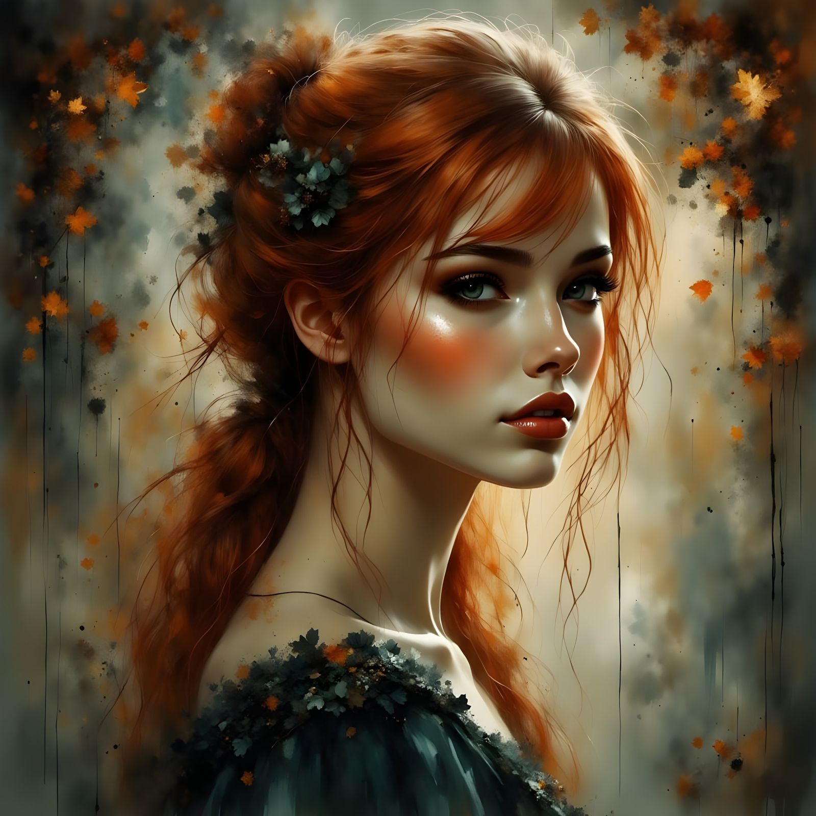 Ethereal Norse Goddess Portrait in Autumn Dreamscape