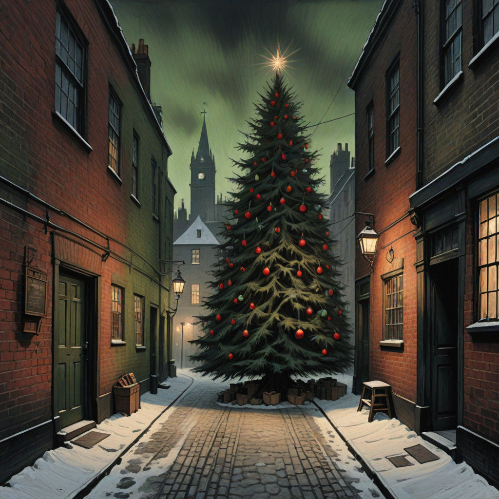 Victorian Christmas Tree in a London Alleyway