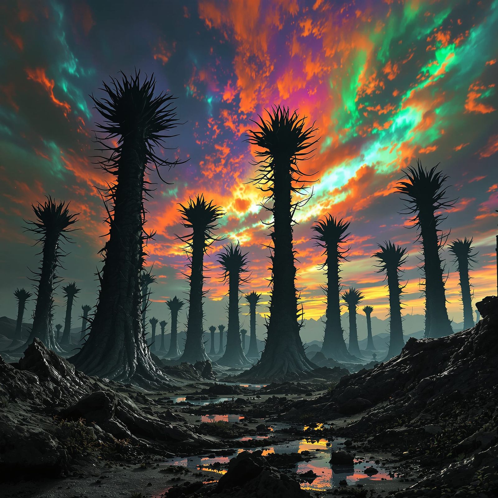 Alien Sky Over Post-Apocalyptic Triffid Landscape