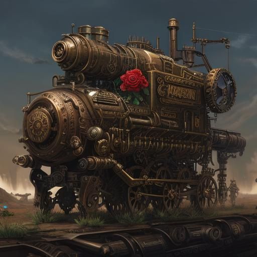 Steampunk Cyborg Roses with Mechanical Details