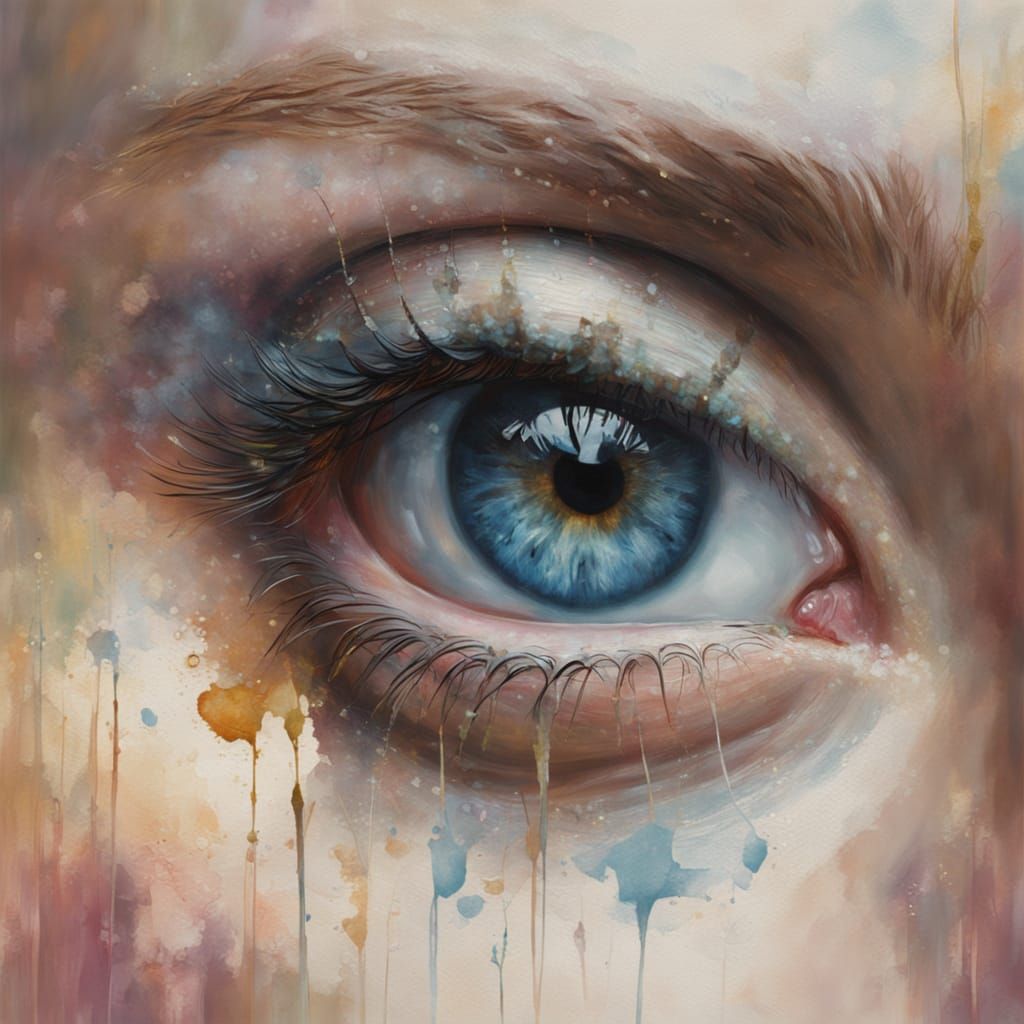 Serene Blue Eye in Impressionist Style