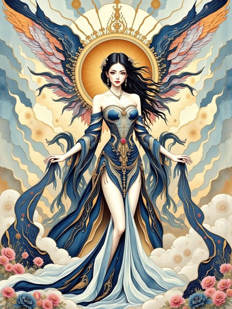 Amaterasu in Art Deco Dress: Impressionistic Photorealism