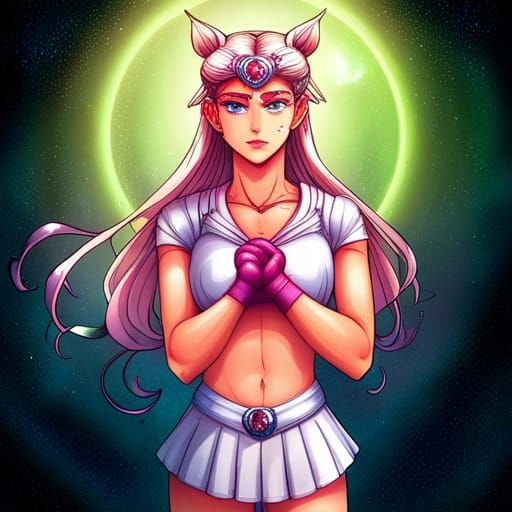 Fierce Realistic Sailor Moon in Holographic Illustration